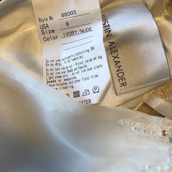 Justin Alexander A-line Wedding Dress Ivory/Nude,Tag Size 8/Street Size 4,#88003 - Picture 12 of 16